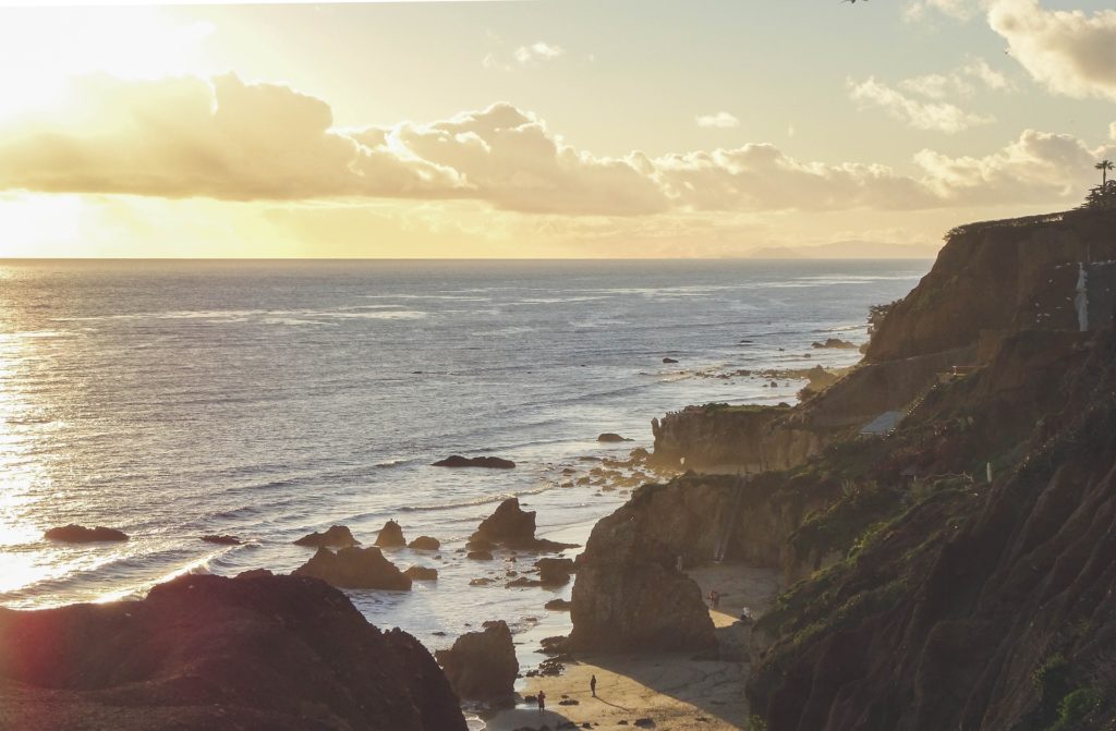 image for guided meditation, Malibu Lagoon State Beach, rocky shoreline, video presentation, sflow.io