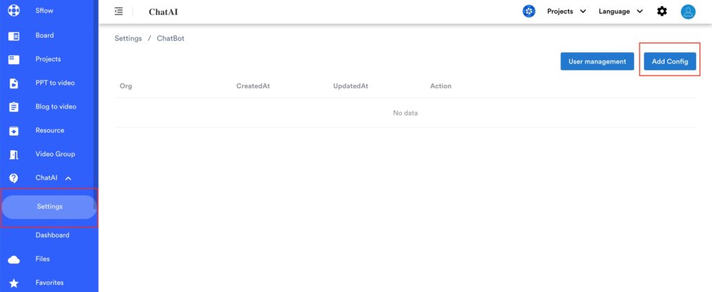 sflow.io chat AI chatGPT add config