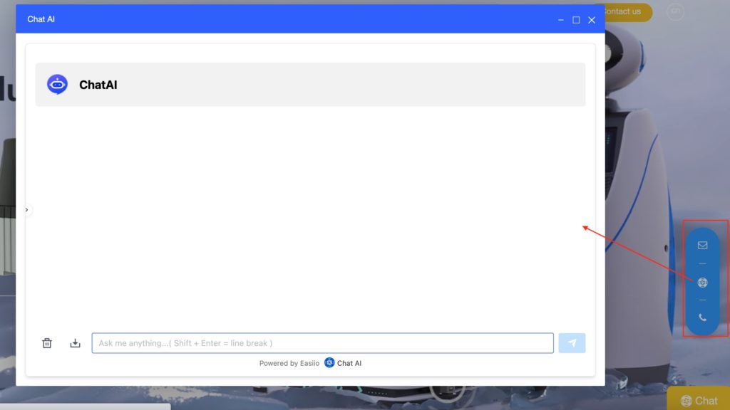 website embedded chatbot from Easiio AI